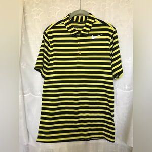 Nike Striped Golf Polo Shirt S Black Yellow